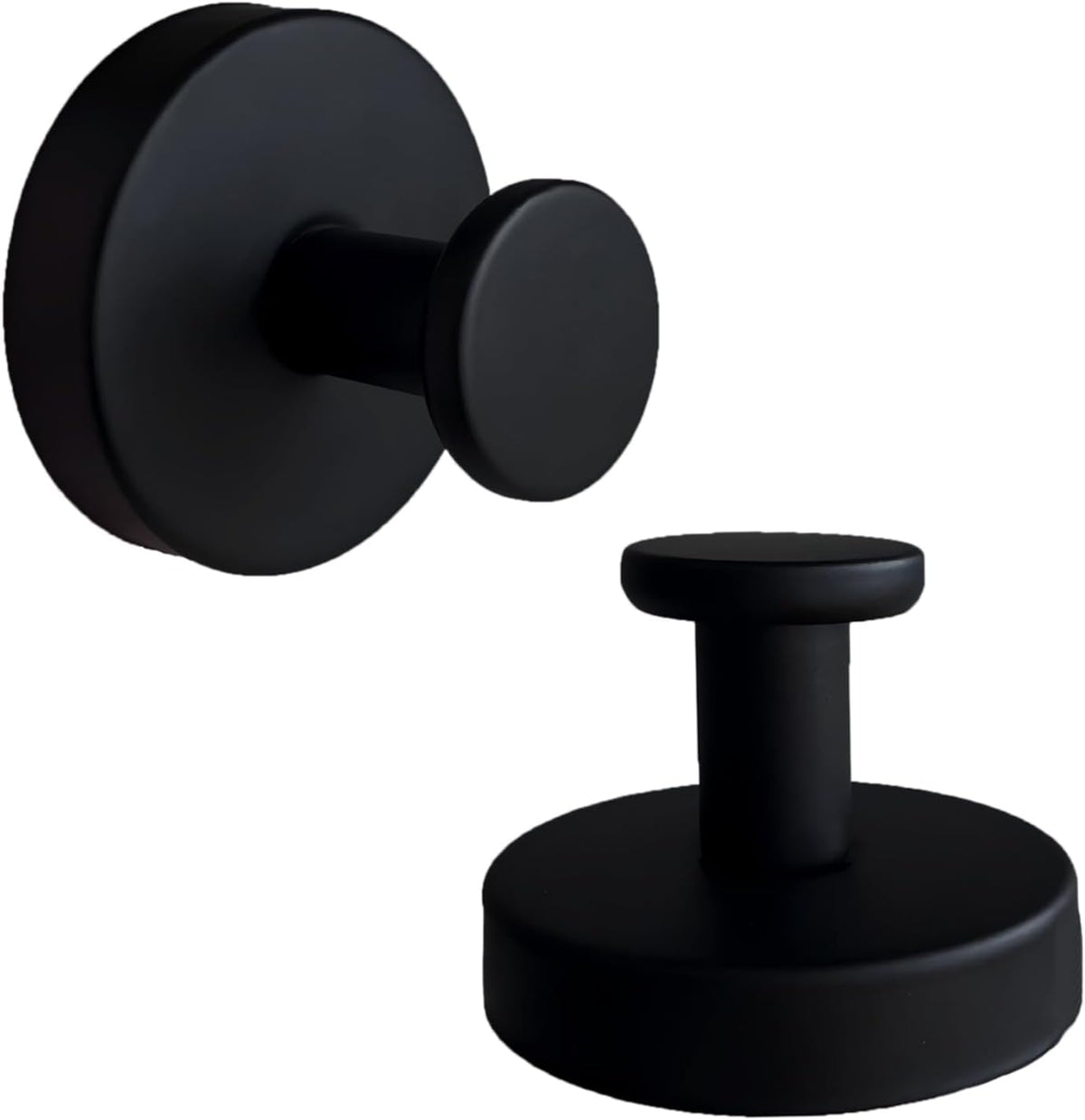 Skiennix Suction Cup Hooks - Stainless Steel Towel Holders for Bathroom & Kitchen | 2 Pack, Matte Black