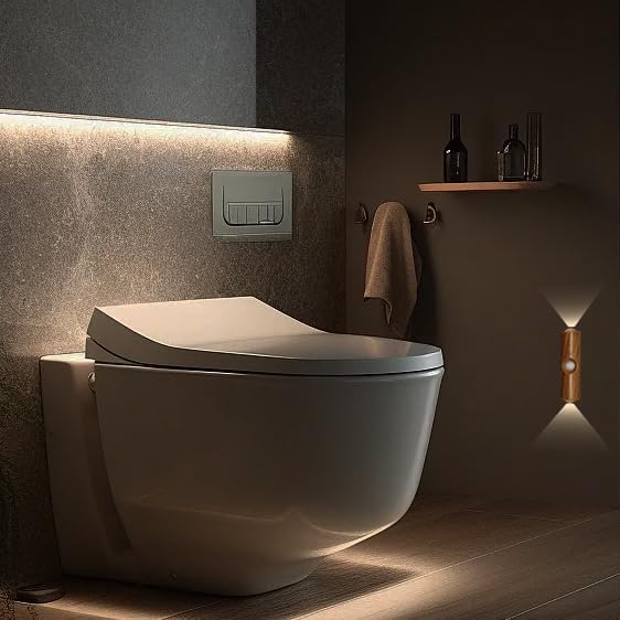 Motion Sensor Wall Lamp, Motion Sensor Light Indoor, Smart Night Light, Rechargeable Sensor Bathroom Light, Magnetic Mount lamp for Bedroom, Bathroom, Courtyard, Livingroom (Walnut-3 Color)