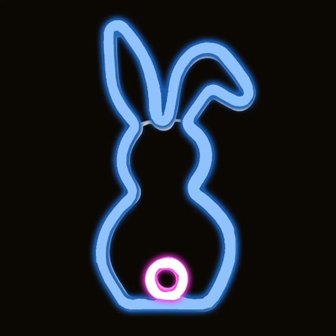 LAFANDE Bunny Easter Neon Sign for Easter Decorations, LED Lights USB Easter Window Lights, Rabbit Lamp Window Lights, Wall Window Decor for Party Holiday Night Bedroom Present