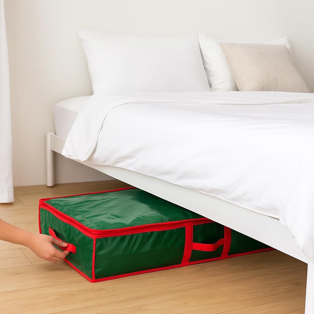 Sattiyrch Gift Wrap Organizer - Underbed Storage for Up to 20 Rolls | 41"W x 14"D x 5.5"H (Green)