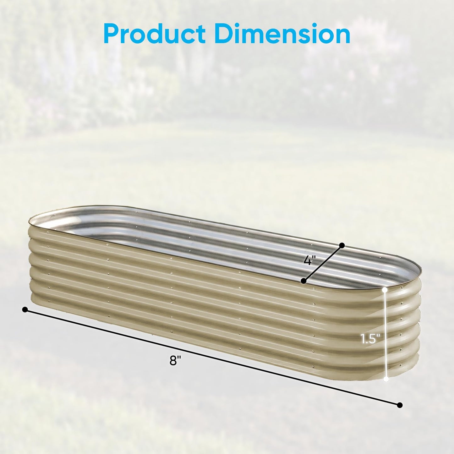 TABU Galvanized Raised Garden Bed Outdoor, 8x4x1.5 Ft Metal Planter Box with Anti-Cutting Edge, Rust-Resistant Garden Bed Kit for Outdoor Gardening, for Vegetables, Flowers, Herbs, Beige