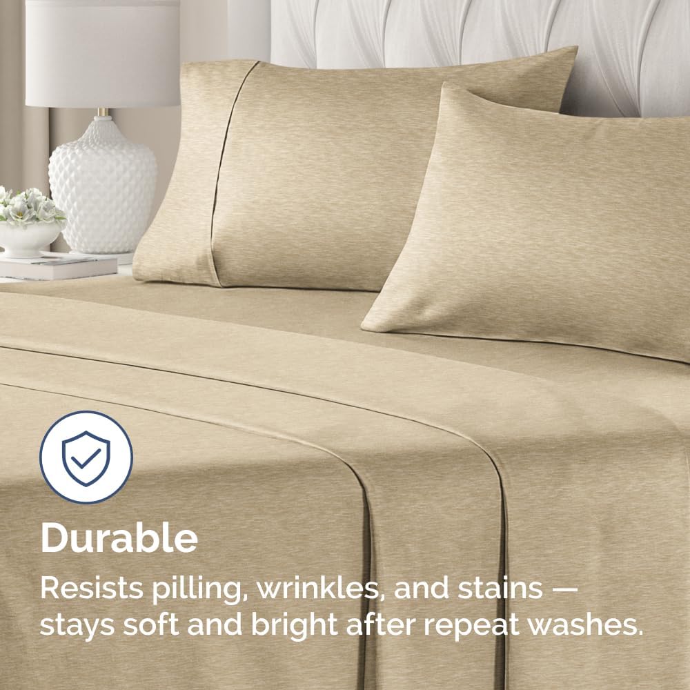 Skiennix Queen Pillow Cases Set of 4 - Ultra Soft Hotel Quality - Wrinkle Free & Fade Resistant - Heathered Tan