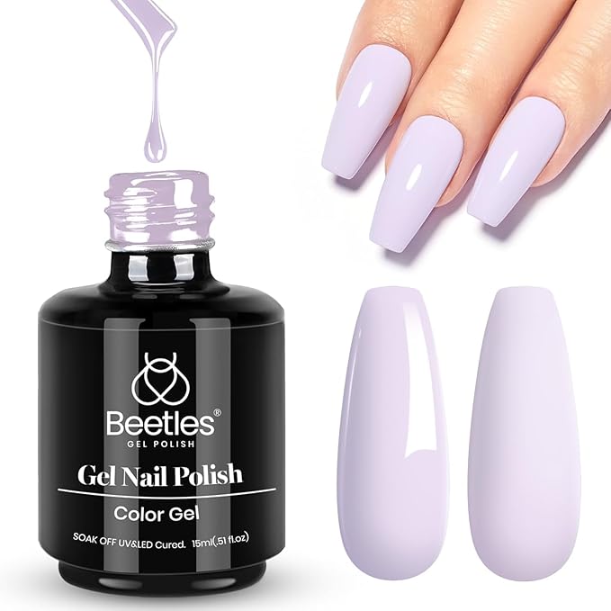 beetles Light Purple Gel Polish - 15ml Lilac Purple Violet Mauve Color Nail Gel Soak Off Uv LED Nail Lamp Gel Polish Spring Colors Nail Art Manicure Salon DIY Home Solid Color Gel
