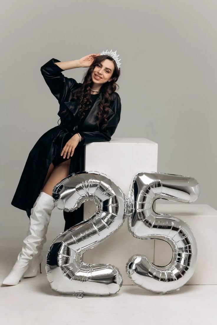 Number 14 Balloons - Large 40 Inch Silver Foil Birthday Decorations for 14th Celebrations