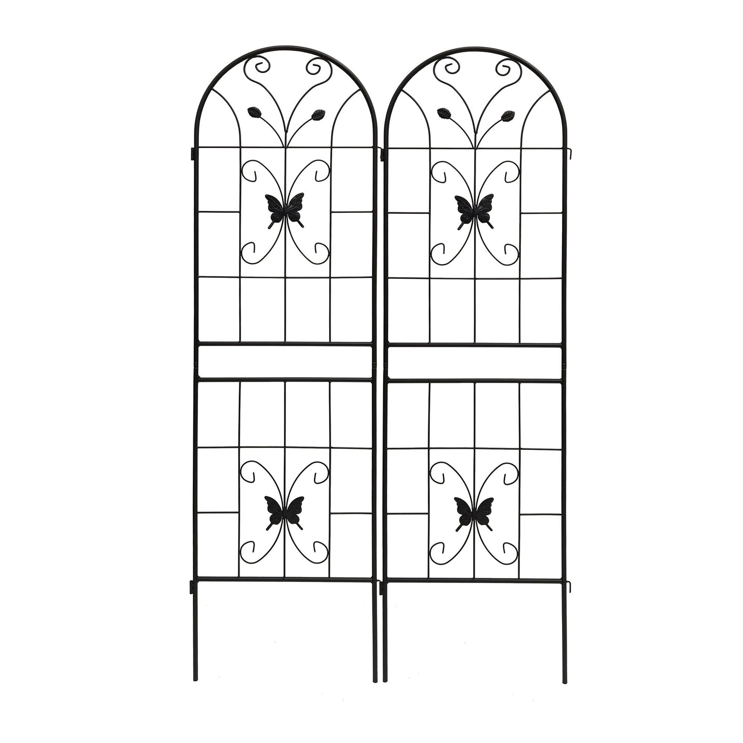 2 Pack Large Garden Trellis Heavy Duty Rustproof Iron Plant Trellis for Potted Plant Support Metal Climbing Rose Trellis Vine Vegetable Cucumber,Black-71 H x 19.7" W