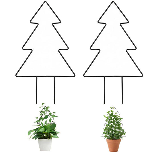 Metal Garden Trellis for Climbing Plants, 2 Pack Plant Support for Potted Plants Indoor & Outdoor, Black Iron Trellis with 20 Ties for Ivy Pothos Vines
