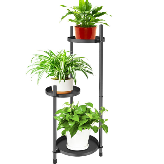 KHayRovies 3 Tier Plant Stand Indoor Tall, Black Metal Corner Plant Stands for Indoor Multiple Plants, Flower Pot Stands Outdoor Holders Plant Shelf Display Rack for Garden Balcony Patio Living Room
