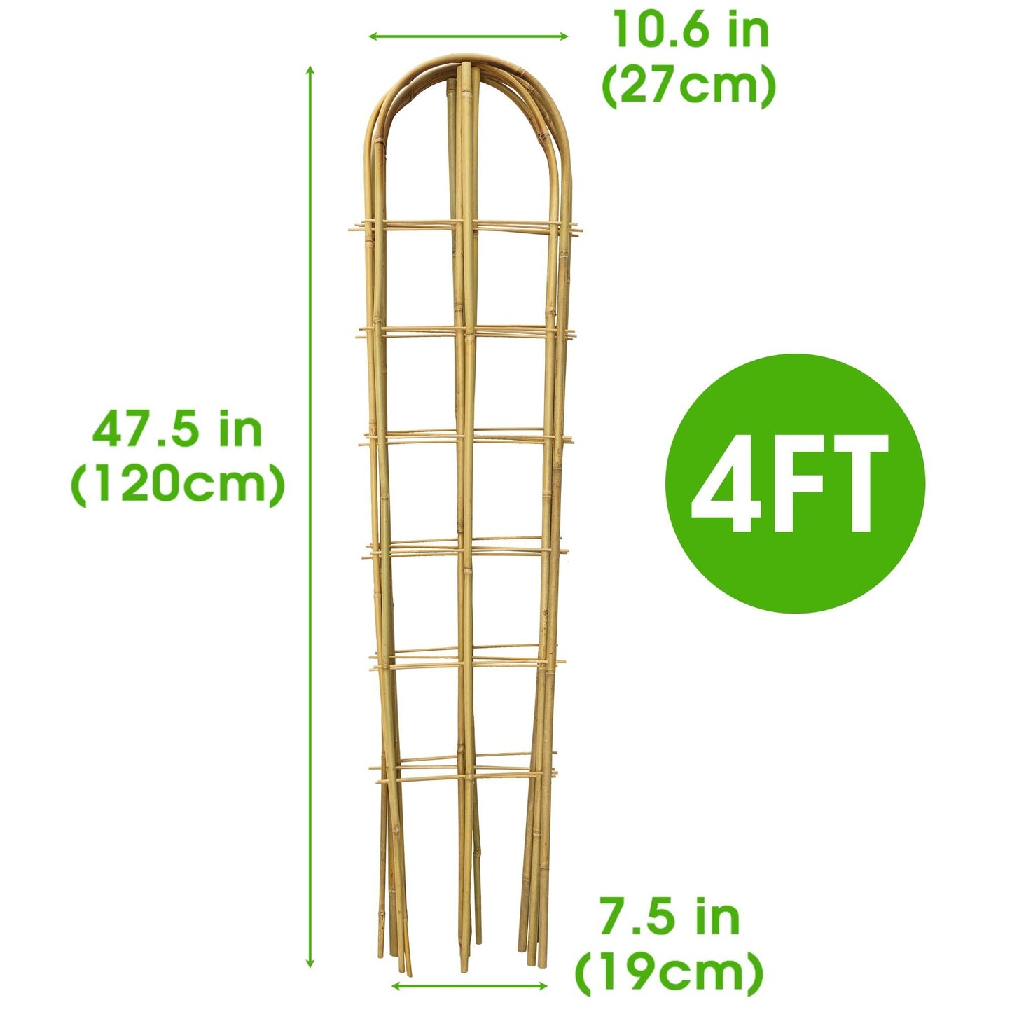 Taoskai 3 Pack 4 Feet U-Shape Bamboo Trellis, Natural Garden Bamboo Trellis for Climbing Plants, Vegetables, Cucumber, Tomato, Outdoor and Indoor Potted Plants