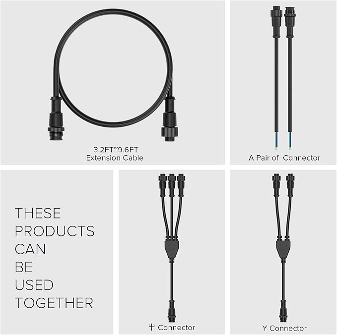 BTF-LIGHTING 4 Pin Electrical Metal nut Connector 20AWG IP67 Male Female Connector 7.87in/20cm Extension Cable for Car,Truck,Boat,Indoor/Outdoor LED Strip Lights/String 22mm Metal Nut Big Size