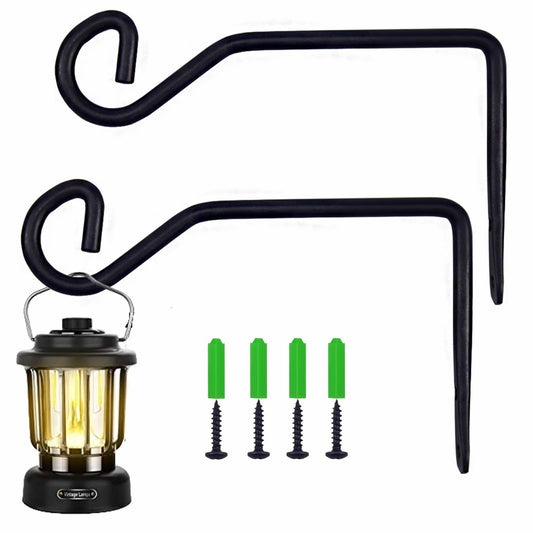 Sexoeie 2 Pcs 6.7 Inch Black Plant Hanger Hooks Indoor/Outdoor Wall Mount. Metal Heavy Duty Hanging Plant Holder.Hanging Holder for Bird Feeders, Wind Chimes, Flower Baskets (Black, 2Pcs)