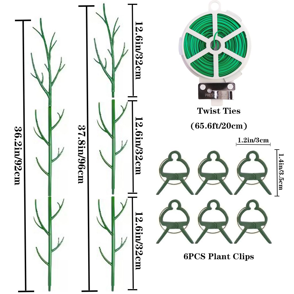 Monstera Plant Support Stakes, 8 Pack Stackable Garden Trellis Climbing Plant Support Structures with Extension Poles for Indoor Outdoor Potted (39.4''- 8 Pack)