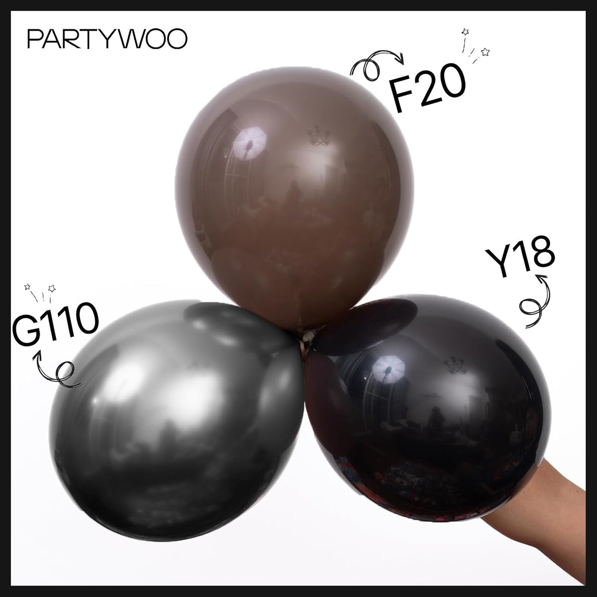 PartyWoo Black Balloons - 128-Piece Arch Kit with Various Sizes for Baby Showers & Parties | 5-18 Inch
