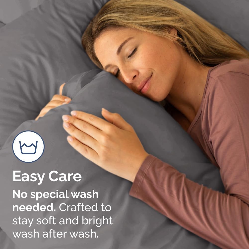Queen Pillow Cases Set of 4 - Ultra Soft Hotel Quality Covers | Wrinkle-Free & Fade Resistant - Dark Grey