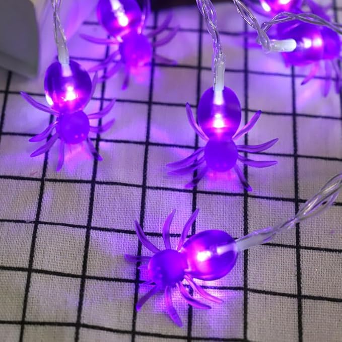 KEPATO Halloween String Lights 10Ft 20 LEDs Battery Operated Outdoor Decorations Lights Spider Lights for Halloween Party Decor