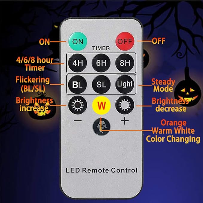 Halloween Pumpkin Lights with Timer Remote, Battery Operated Orange LED Pumpkin Lights Halloween Decor Flickering Jack-O-Lantern for Pumpkins Home Decorations (4PACK)
