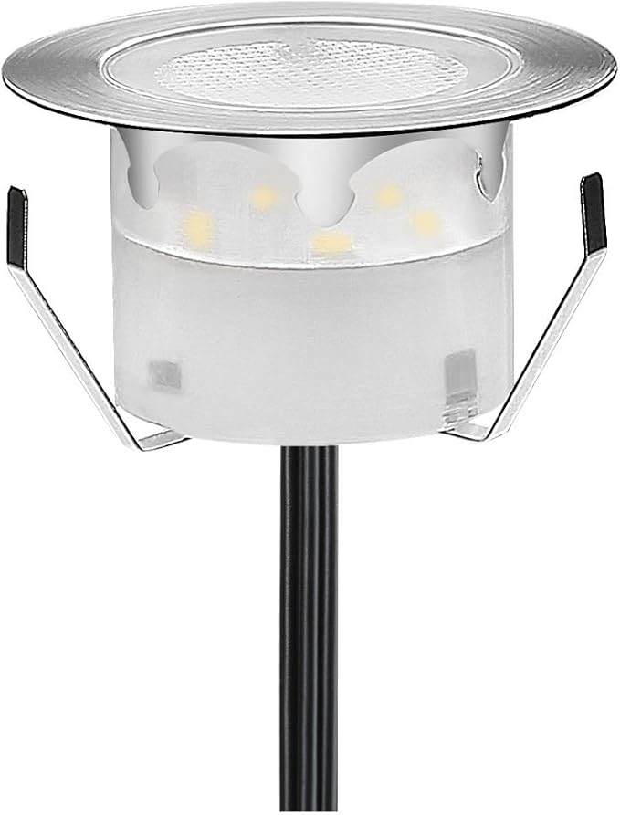 1 Pack Low Voltage LED Deck Lighting Kit Stainless Steel 0.2W~0.5W Waterproof Outdoor Yard Garden Decoration Lamps Landscape Pathway Patio Step Stairs RGB LED In-ground Lights(Silver Border,RGB)