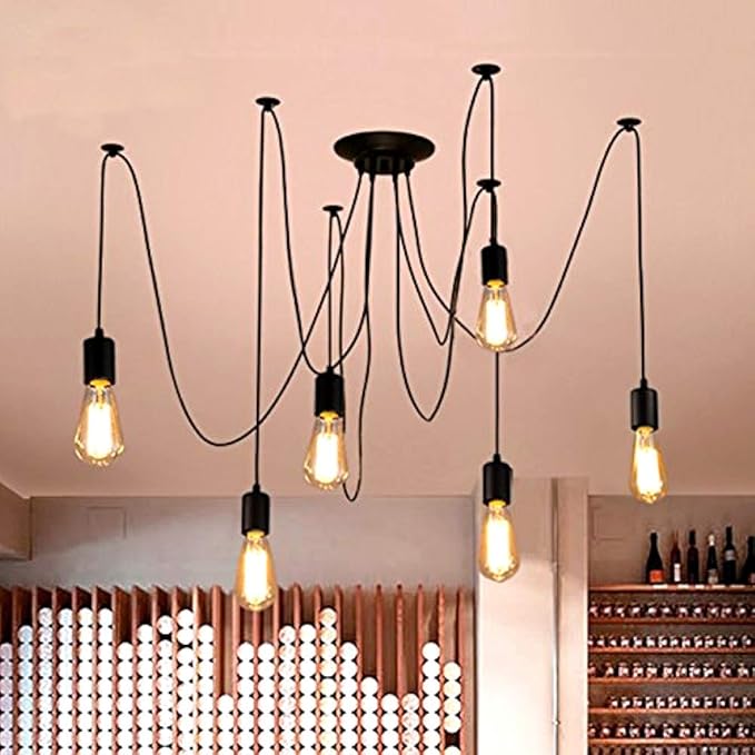 Spider Light Chandelier Spider Pendant Light Fixture Edison Chandelier 6 arms Vintage Industrial Steampunk Hanging Ceiling Multi DIY