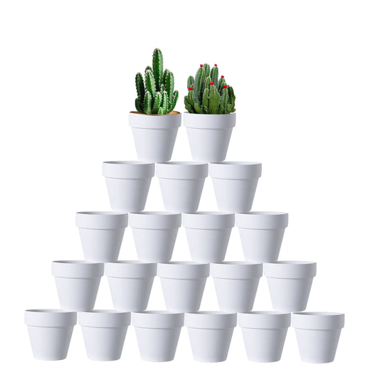XXYXXY 20 Pieces 2.95 inch White Terra Cotta Pots Mini with Drain Holes Juicy flowerpots Home Office, windowsill, Wedding Decoration flowerpots（White） ﻿