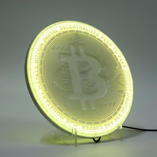 3D Moon Lamp – 3D Printed PLA Floating Moon, APP & Manual Control, RGB Music-Sync, Desktop & Wall-Mountable Night Light for Home, Kids, Party (Bitcoin 11.6lnches)