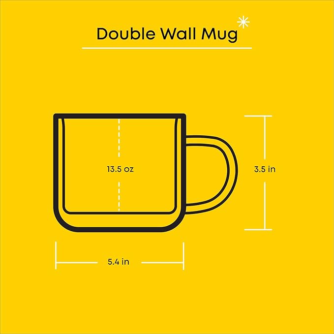 JoyJolt Hello Kitty Double Wall Insulated Coffee Mug ft Kuromi, 13.5 oz Glass Cup, Cute Drinking Glassware ideal for Latte, Iced Coffee, or Tea, Kawaii Hello Kitty Merch, Sanrio Accessories