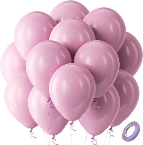Bezente Mauve Balloons - 100 Pack 12-Inch Round Latex Balloons in Dusty Pink & Dark Rose for Weddings, Birthdays & More