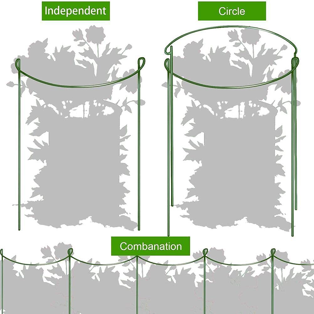 Nurnesy Metal Half Circle Garden Plant Support Stick with Locking Mechanism - Peony Cage for Tomatoes, Hydrangeas, Indoor and Outdoor Plants - Green Plant Support Edge (A), Nurnesyx7o5v8cu1y-08