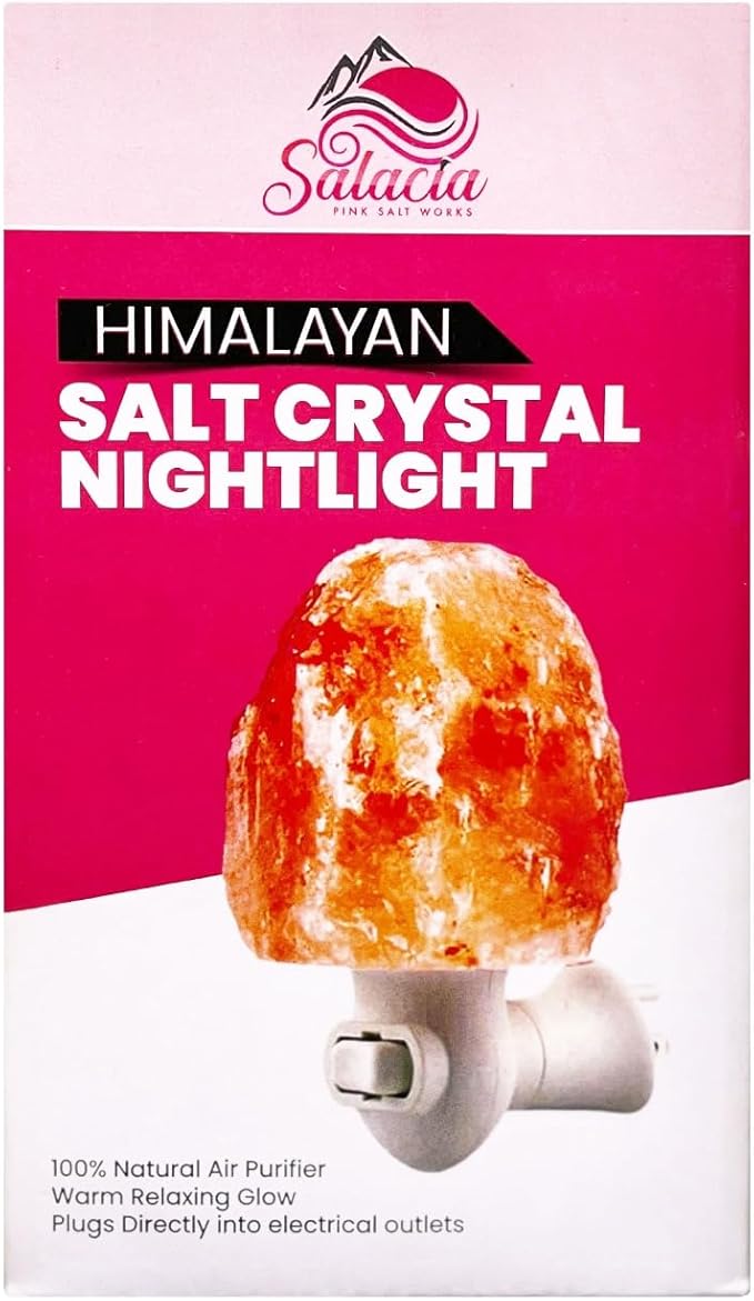 Natural Pink Himalayan Rock Salt Plug in Night Light with On/Off Switch and 15 Watt Bulb Gibraltar Nightlight - Ideal Small lamp - Salt Lamp for Home Decor - Himalayan Salt Lamp - Night Light Lamp