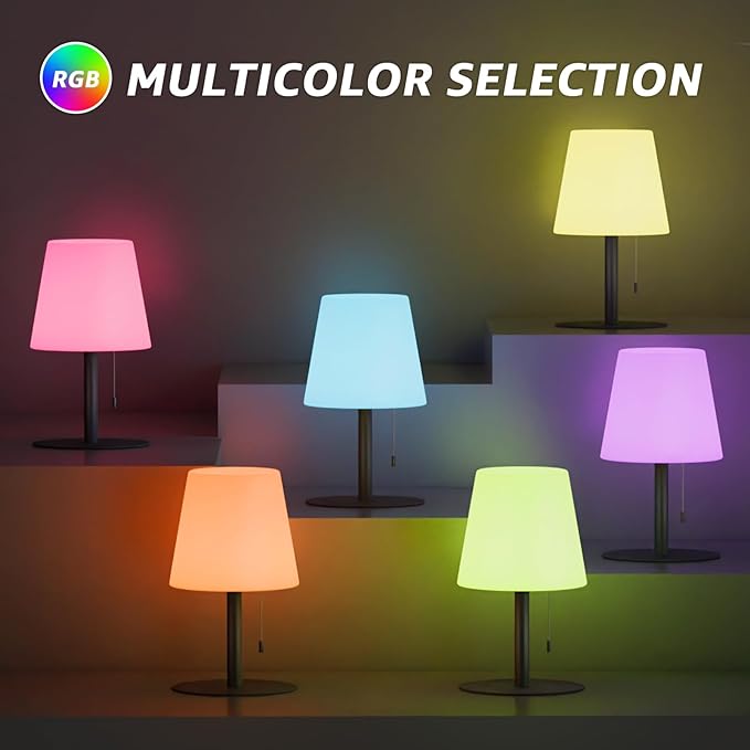 uuffoo Shower Lamp Waterproof Warm White & RGB Shower Light Dimmable LED Rechargeable Table Lamp Cordless Outdoor Lamps Portable for Indoor Outdoor Bathroom Home Patio H9.8in D6.3in (Black)