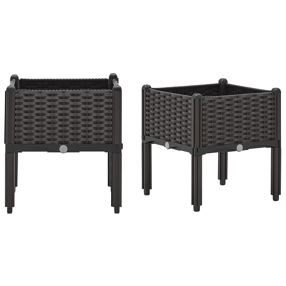 Barton 2 Pieces Raised Garden Bed Brown Plastic w/Self-Watering Design Outdoor Elevated Planter Box Kit Wheels Mobile