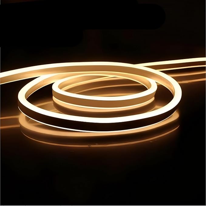 FORT LED Neon Rope Lights 32.8FT 10M 110V 120V AC Plug-in LED Strip Lights Connectable Waterproof Led Light Strip for Indoor/Outdoor Use, Warm White Neon Lights for Party Wedding Home Decoration ETL
