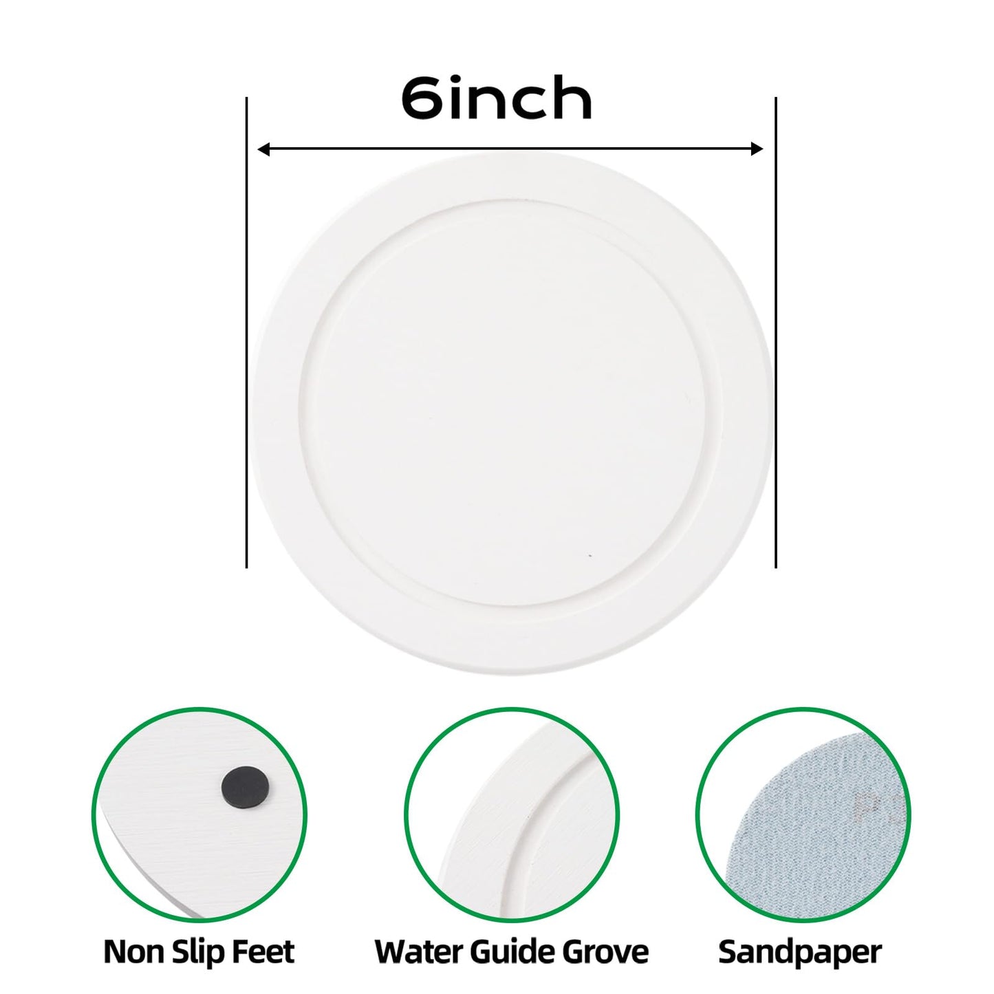 2Pcs Plant Saucer for Indoor — 6 inch Instant Dry Plant Tray Diatomaceous Earth Round Plant Drip & Drainage Trays for Indoors, Off - White