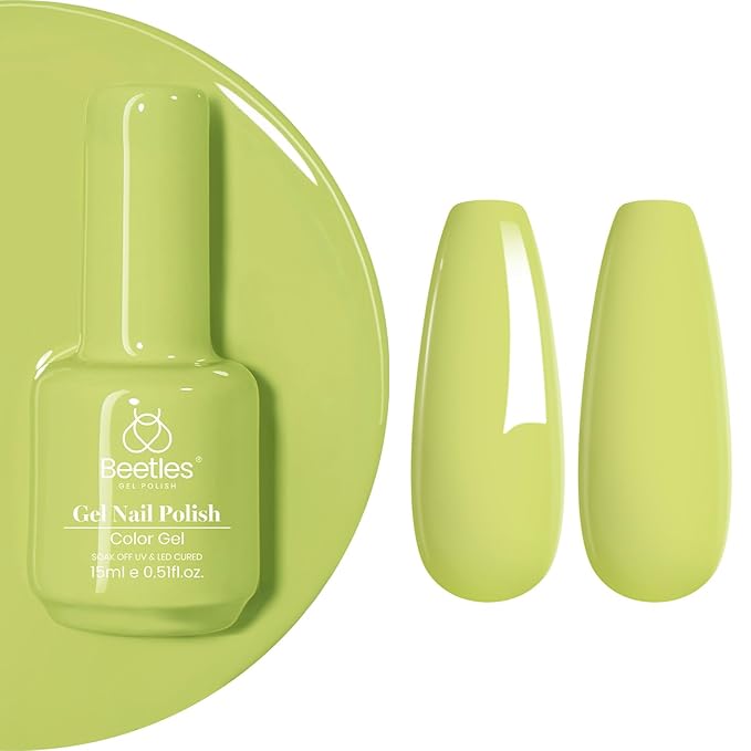 Beetles Green Gel Nail Polish - Fresh Pistachio 15ML/0.51Fl Oz, Light Green Gel Nail Polish, Neon Lime Color Soak Off UV LED Lamp Pastel Nails Art, Manicure Salon DIY Spring St Patricks Day Nails