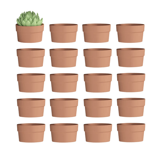 Fcacti 3.5 Inch Terracotta Shallow Succulent Pot - 20 Pack Small Terra Cotta Clay Pots with Drainage, Cacuts Terra-Cotta Indoor and Outdoor Planters with Drainage Hole