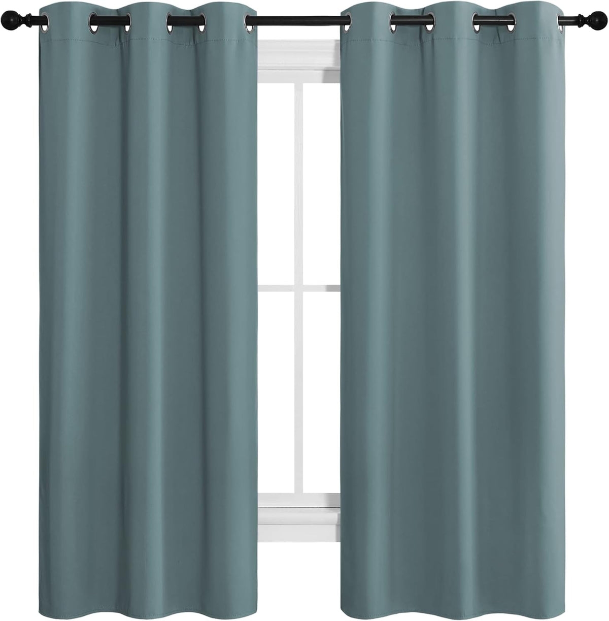 NICETOWN Modern Blackout Curtains - Noise Reducing & Thermal Insulated Drapes | Greyish Blue, 2 Panels (W42 x L68-Inch)