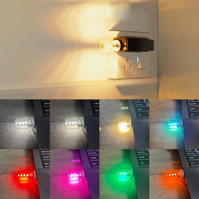 USB LED Car Interior Atmosphere Lights,USB Retro Car Lamps,Plug-in USB Automotive Light,Touch Control LED Night Light,Mini LED Bulb Lamp for Car, Bedroom, Hallway,Living Room,Computer