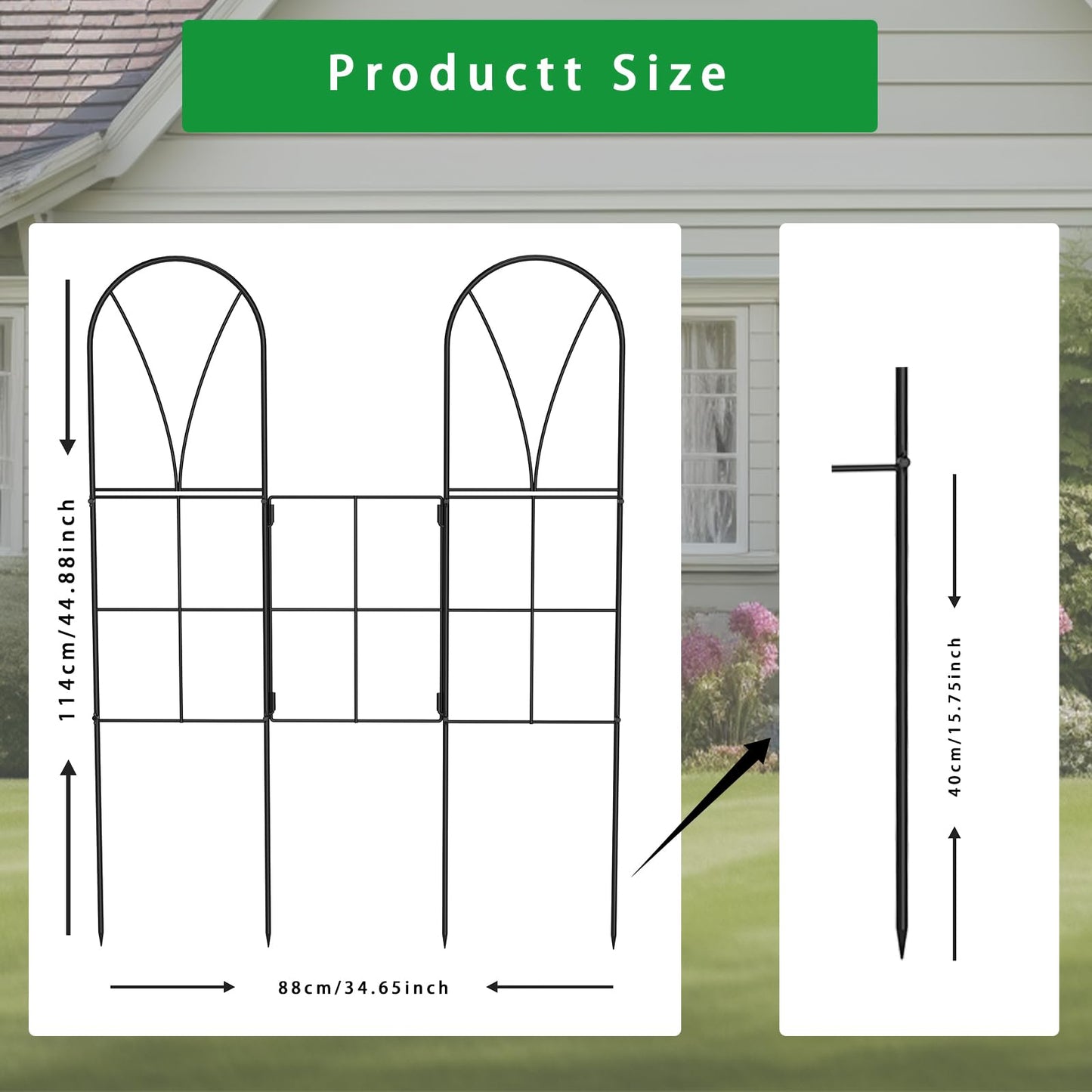 Metal Garden Trellis for Climbing Plants Outdoor, 2 Pack 45" Black Rose Trellis Rustproof Wall Trellis for Roses Vine Cucumbers Vegetables Flower Support