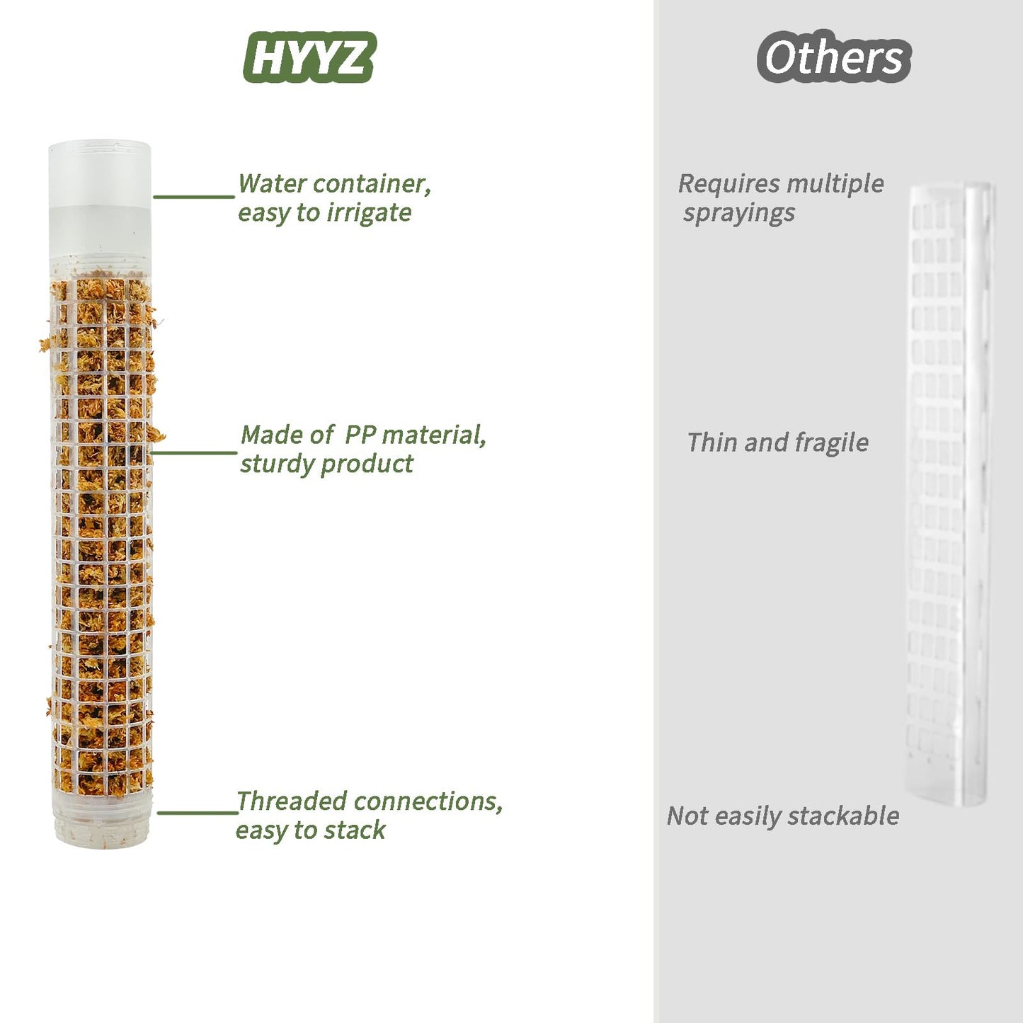HYYZ Moss Pole 17.4 inch, 2 Pack Monstera Plant Support, Plastic Self-Watering, Stackable Design - Ideal for Medium to Large Plants