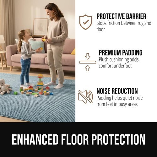 GORILLA GRIP Premium Dual-Sided 8x10 Rug Gripper Pad - Extra Thick, Slip Resistant, Beige for Hardwood Floors