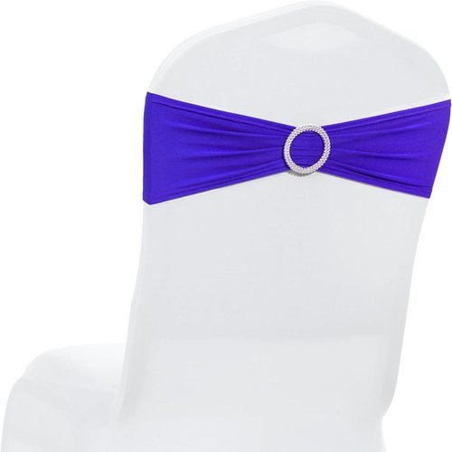 MDS Premium Spandex Chair Sashes - Universal Fit Elastic Covers with Buckle Slider | Pack of 100 - Royal Blue