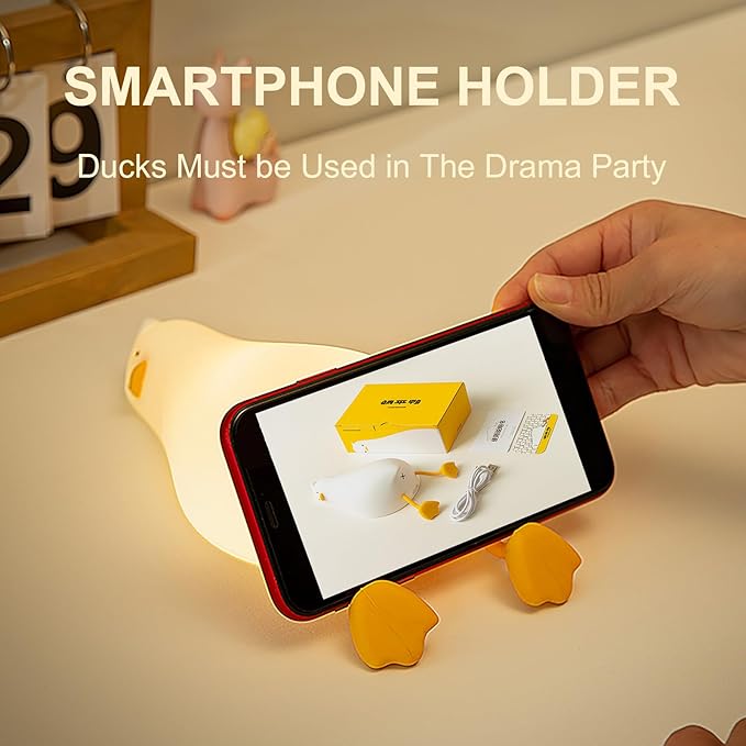 Lying Flat Duck Night Light, Cute LED Light Up Duck, Dimmable Breastfeeding Night Light, Rechargeable Bedside Touch Lamp, Silicone Nursery Nightlight, Squishy Existential Crisis Duck Lamp