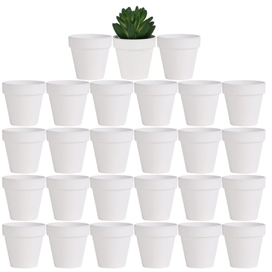 Yishang 27 pcs Small Mini White Clay Pots, 2 inch Terracotta Pot Clay Ceramic Pottery Planter,Cactus Flower Terra Cotta Pots,Succulents Nursery Pots,with Drainage Hole,Great for Crafts,Wedding Favor