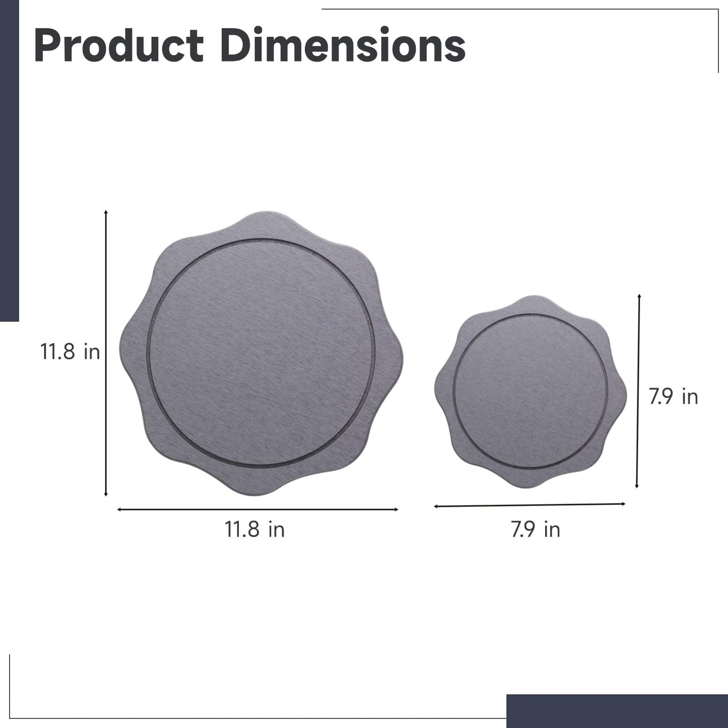 NIMBLOOM 2 Pcs Diatomaceous Earth Plant Saucers, 7.9/11.8 in No Holes Instant Dry Absorbent Plant Trays for Indoors, Water-Catching Drip Mats to Protect Floors & Counters Clean Dry, Dark Gray