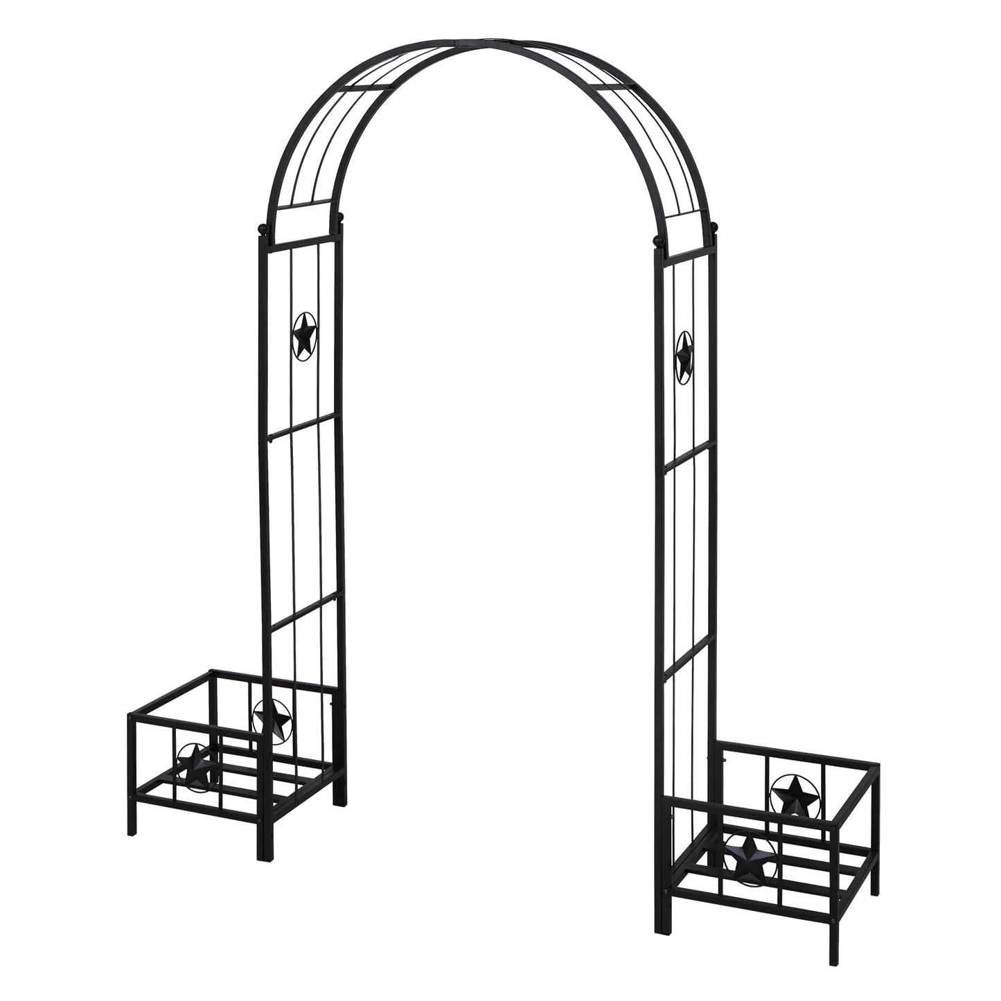 Kinfant Steel Garden Arch Arbor with Planter Boxes – Heavy-Duty Outdoor Trellis for Climbing Vines, Flowers, Decorative Arch for Wedding Ceremony, Party, Backyard, Lawn