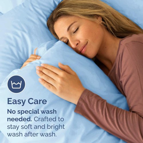 King Standard Pillow Cases - Soft Hotel Quality Covers | Fade-Free, Wrinkle Resistant - Light Blue, Set of 2