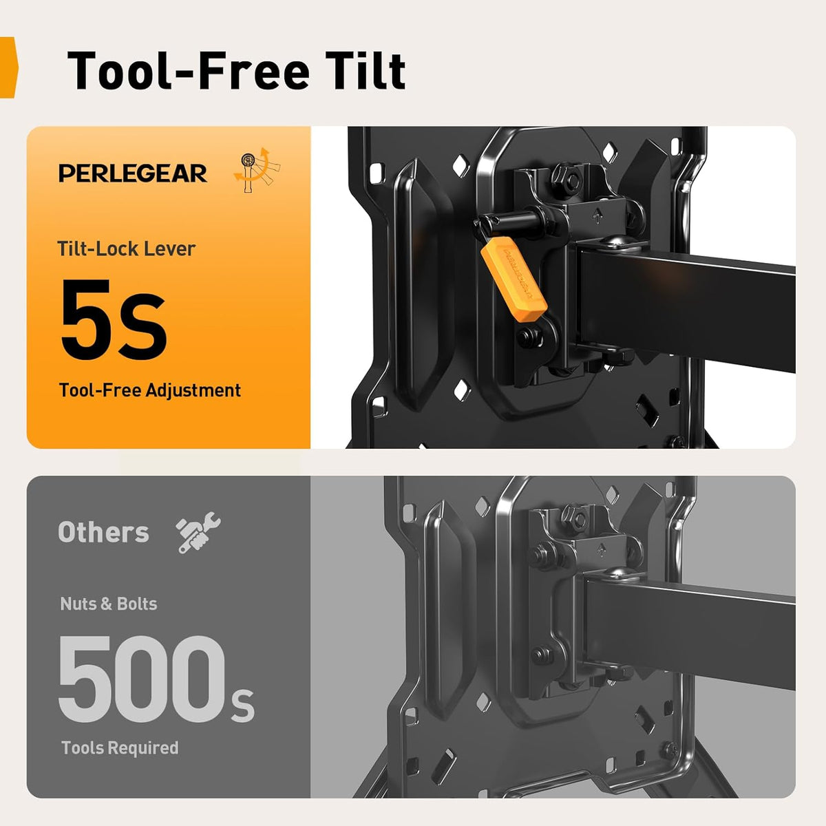 Perlegear Long Arm TV Wall Mount - Full Motion for 26-70 Inch TVs Up to 100 lbs | 31.65” Extension, Swivel & Tilt