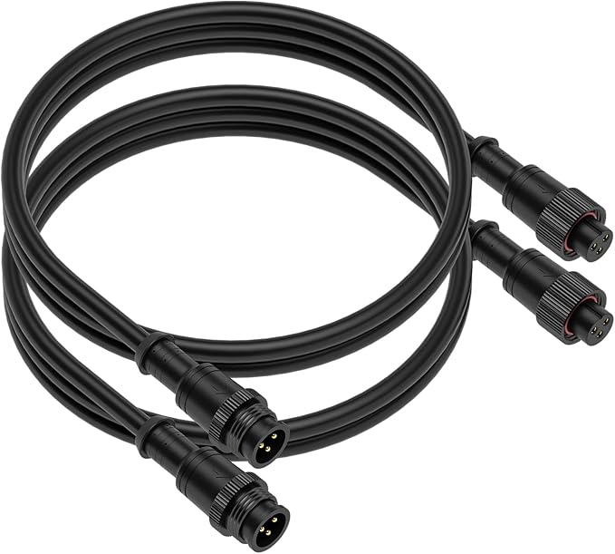 BTF-LIGHTING 6.56FT 3 Pin 0.75mm²/18AWG IP67 Extension Cable Wire with Male and Female Connectors for WS2811 WS2812B SK6812 etc LED Strip 15mm Metal Nut Big Size Home Lighting Connector