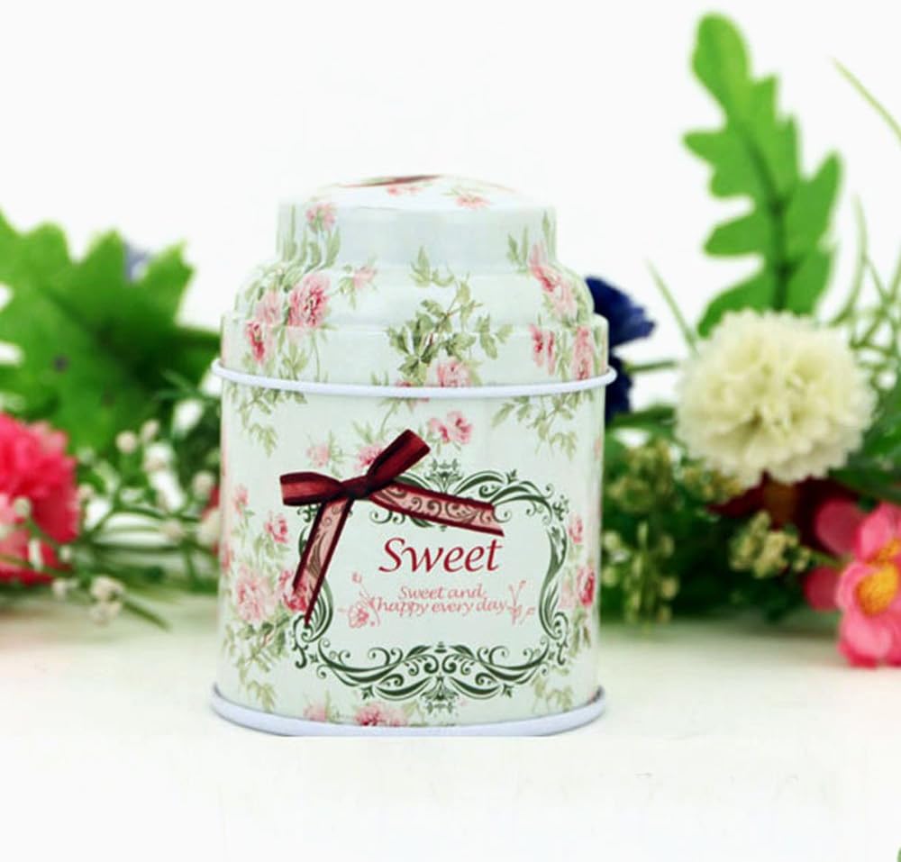 TooGet Elegant Metal Tinplate Tins - Shabby Chic Mini Boxes for DIY Candles, Spices, and Gifts | 6-Pack