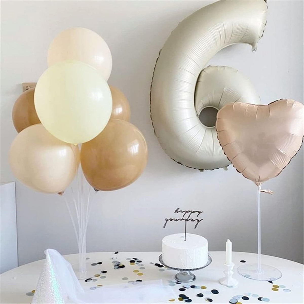 Skiennix 40-Inch Beige Foil Number Balloons Set | Self-Inflating 0-9 for Birthday & Anniversary Decor