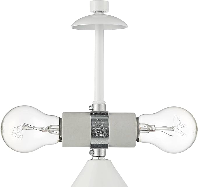 360 Lighting Felix Modern Cottage Accent Table Lamps 19" Tall Set of 2 White Tapered Geometric Metal Mushroom Dome Shade for Bedroom Living Room House Home Bedside Nightstand Office Family