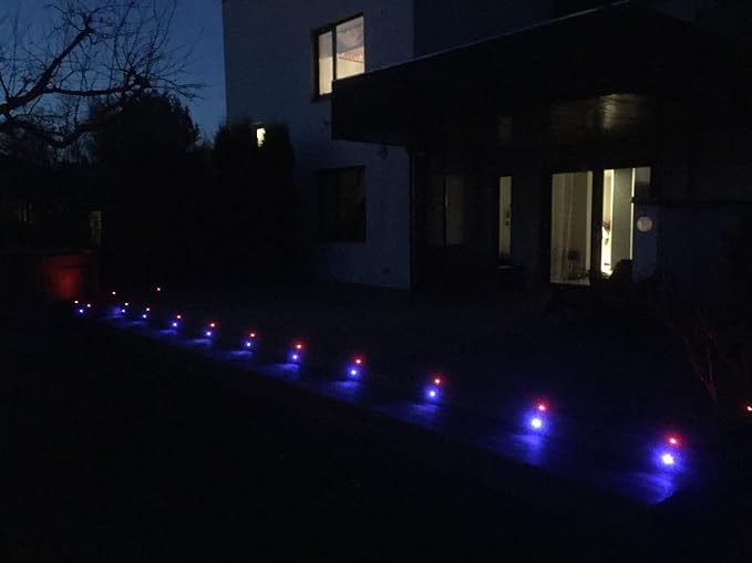 1 Pack Low Voltage LED Deck Lighting Kit Stainless Steel 0.2W~0.5W Waterproof Outdoor Yard Garden Decoration Lamps Landscape Pathway Patio Step Stairs RGB LED In-ground Lights(Silver Border,RGB)